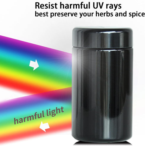 Black Glass Airtight Storage Container Jar 100ml with UV Protection for Spice Coffee...