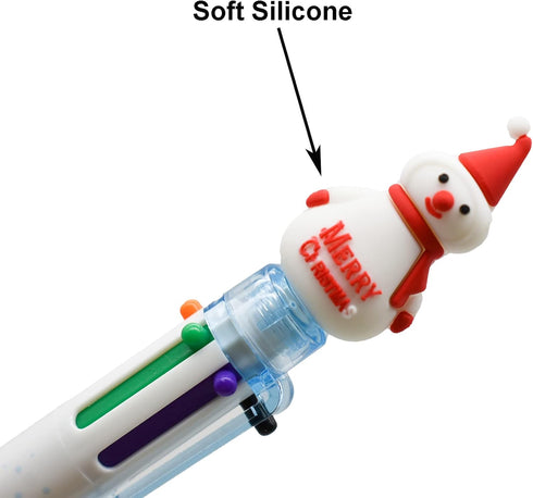 Maydahui 12PCS Christmas Multicolor Ballpoint Pen 6-in-1 Pens Retractable Priting Pen Snowman Reindeer Christmas Tree Santa Claus for Christmas Pa...