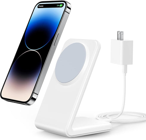 Meifigno Magnetic Wireless Charger for iPhone 15/14/13/12 Series, Fast Charging with PD3.0 20W USB-C Adapter & Charging Cable MagSafe Charger Stan...