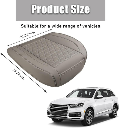 Car Front Seat Cover, 22"×24" Luxury PU Leather Auto Seat Protection Cover, Comfortable Anti Slip Front Bottom Seat Cushion with Full Wrap, Univer...