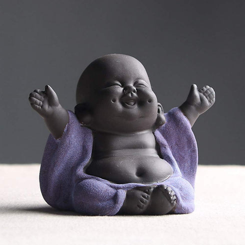 Ceramic Laughing Buddha Statue Maitreya Happy Buddha Statue Little Cute Baby Monk Figurine Buddha Figurines Home Decor Creative Crafts Dolls Ornam...