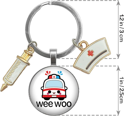 Funny Transparent Cabochons Keychain with Pendant Metal Keychain Funny Keychain Gifts for Office Worker Nurse Doctor...