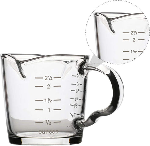 70ml Mini Glass Measuring Cup with handle 2 oz Shot Glass Espresso Jugs Measure Cup Glass Jigger Spirit Round Graduated Beaker Measuring Cup for B...