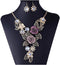 Women's Vintage Flower Rose Gold Necklace Statement Earrings Jewelry Set...