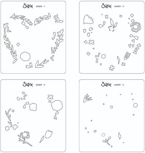 Sizzix Layered Reusable Crafts 4PK Heart Wreath by Olivia Rose | 665839 | Chapter 4 2022 Stencils, Mulitcolour...