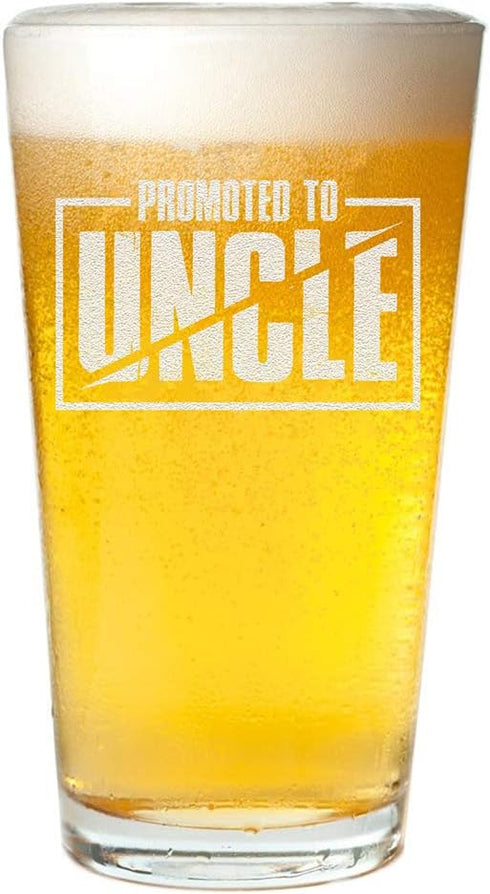 Veracco Promoted To Uncle Surprise Pregnancy Announcement Birthday Gifts Fathers Day Beer Pint (Clear, Glass)...