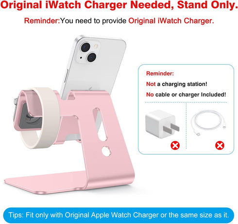 OMOTON Stand for Apple Watch - 2 in 1 Universal Desktop Stand Holder (Not Include Charger) for All iPhone 15 14 13 12 and Apple Watch Series 9/8/S...