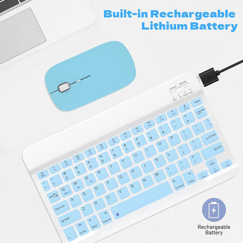 Bluetooth Keyboard and Mouse Combo, QWERT Layout Universal Ultra-Slim Wireless Keyboard Mouse Set for Android Windows iPad iPhone Samsung Tablet P...