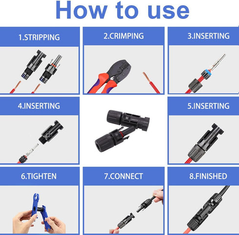 Solar Connectors 30A 1000V Male/Female IP67 Waterproof Solar Connectors for Solar Panel Cable 10AWG 12AWG 14AWG (6 Pairs Solar Connector)...