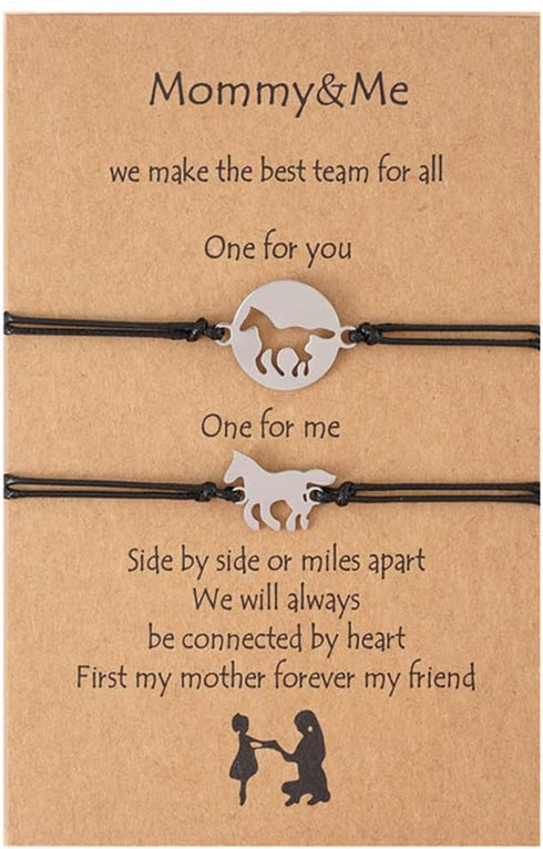 COLORFUL BLING Mother Daughter Mommy and Me Heart Wish Bracelets Distance Matching Hollow Heart Horse Promise Promise Bracelet Friendship Jewelry ...