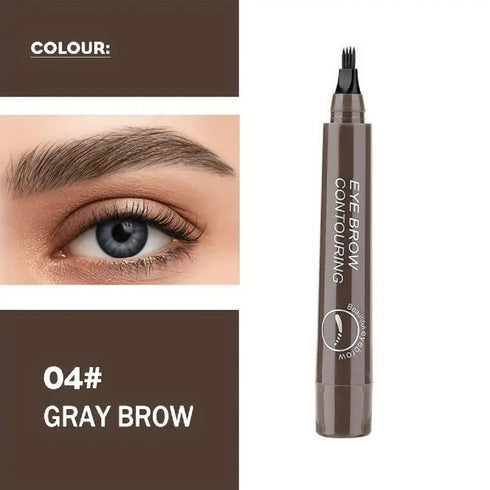 Magic Eyebrow Pencil, 3D Waterproof Microblading Eyebrow Pen, 4 Tipped Precise Brow Pen, Fine Stroke Microblading Eyebrow Pencil Natural (Gray Bro...