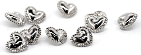 20 pcs Electroplated Silver Metal Heart Sewing Shank Coat Buttons -23mm -7/8"...