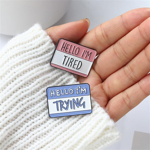 Funny Text Brooch Hello I'm Positive Quotes Hard Enamel Pins Mental Health Badges 50% IDK 50% IDC Humorous Dialogue Lapel Pin Jackets Shirts Skirt...
