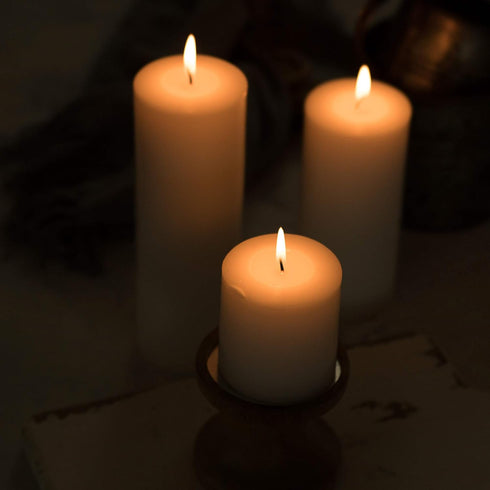 HomeLights Pillar Candles - 2.7x6 inch | 60 Hours Burning, 6 Count - White Unscented Smokeless European Pillar Candles - Perfect for Wedding, Part...