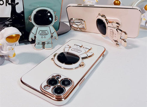 Cute Phone Stand Holder,Foldable Cell Phone Astronaut Hidden Kickstand for Desk,6D Plating Phone Ring Compatible All Phones and Tablets for Girls ...