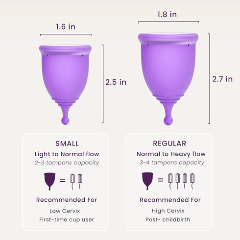 EcoBlossom Reusable Menstrual Cup Set - The Most Reliable Medical Grade Silicone Period Cups - Comfortably use for 12 Hours (2 Small Cups)...