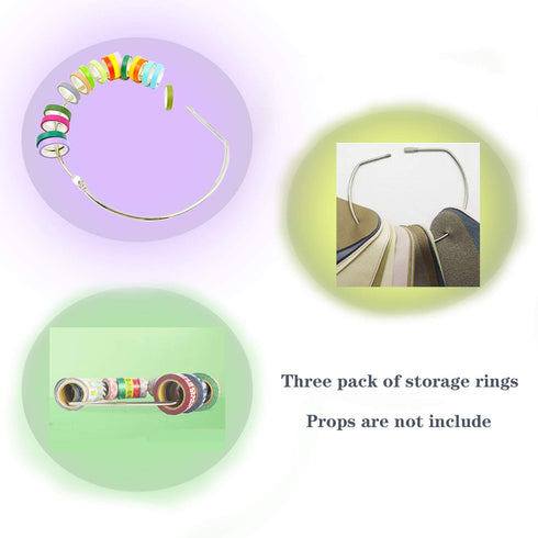 3 PCS Washi Tape Storage Ring Washi Tapes/Key Organizer Ring for Easy Organizing,8 Inches...