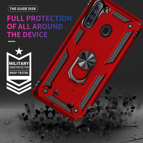 Samsung A21 Phone Case, Galaxy A21 Phone Case with Screen Protector, Military Grade Protective Cases with Ring for Samsung Galaxy A21 (Red)...