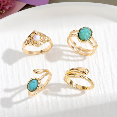 4-7PCS Boho Knuckle Ring Sets for Women Gold Green Gem Ring Sets Stackable Vintage Green Knuckle Gems Rings Good Luck Midi Finger Rings Set Thumb ...
