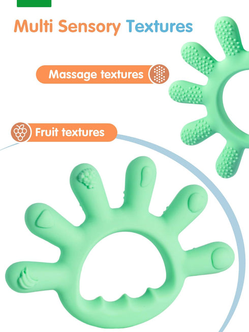 Baby Silicone Teething Toys, Food Grade Teethers for Babies 0-6 Months|6-12 Months, Fingers Teething Relief Infant Chew Toys, 3 4 5 Month Old Deve...