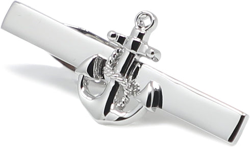 Anchor Tie Clip Rhodium Plated Fashion Anchor Tie Clip In Box...