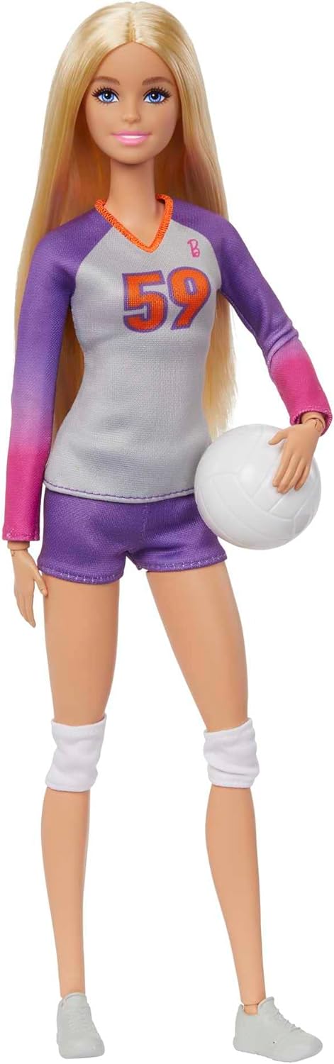 Barbie Careers Fashion Doll & Accessory, Made to Move Volleyball Player Wearing Removable Uniform with Ball, 22 Bendable Joints...