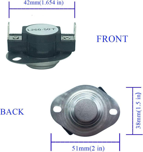 LONYE DC47-00018A Dryer Thermostat Replacement for Samsung Whirlpool Maytag Dryer L260-50F 35001092 503497 AP4201898 AP6008682 PS4205217