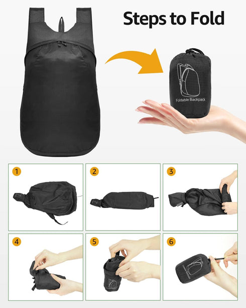 MULISOFT 30L Foldable Hiking Backpack, Lightwight Camping Backpack For Men & Women, Water-resistant Travel Daypack, Multifunctional Black Backpack...
