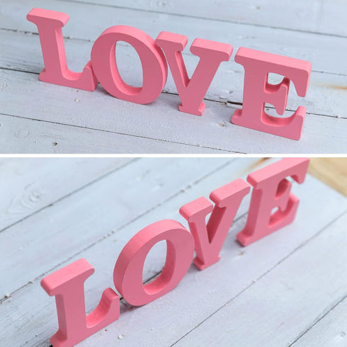 Wooden Love Sign Table Top Sign Freestanding Decorative Letter for Wedding Party Home Decor Pink...