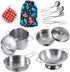 Tiny Cookware Utensils Pretend Play Kitchen Toys Stainless Steel Cooking Set Toys Montessori Kitchen Playset Kids Pots and Pans Playset,Play Kitch...