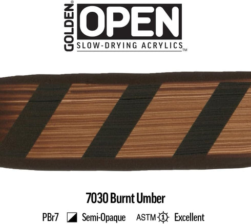 OPEN Slow-Drying Acrylics by GOLDEN, Burnt Umber, 5 fl oz. tube, Professional Acrylic Paint, Semi-Opaque...