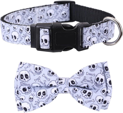 Halloween Dog Collar with Removable Cute Bow Tie Adjustable Pet Collars Medium...