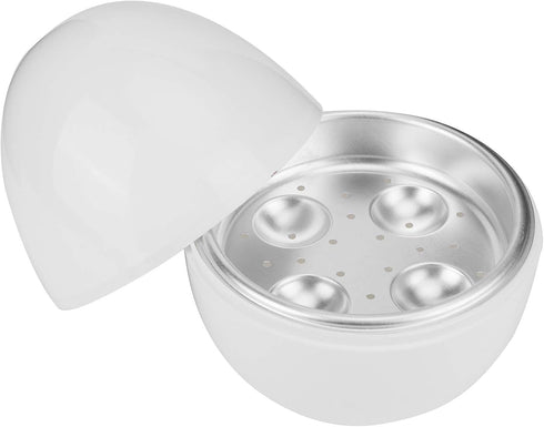 Microwave Egg Boiler, 4 Capacity, White Microwave Hardboiled Egg Maker, Hardness & Soft Egg Cooker Under 9 minutes...