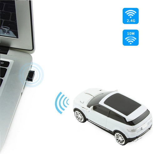 3C Light Car Mouse Wireless 2.4GHz Cool Sport SUV Car Shape Mouse Optical Mice 1600 DPI with USB Receiver Suitable for PC/Computer/Laptop (White)...