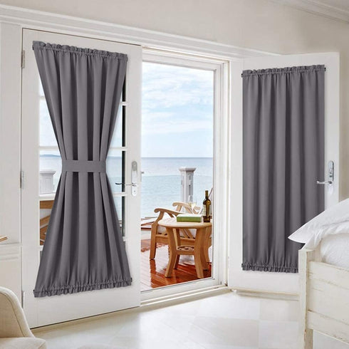 NICETOWN Grey French Door Curtains - Thermal Insulated Blackout Patio Door/Glass Door Window Curtain Panel for Privacy (One Piece, W54 x L72-Inch,...