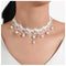 Vintage White Lace Choker Necklace White Teardrop Crystal Choker Necklace Gothic Hollow Lace Necklaces 90s Victorian Tattoo Necklace Jewelry for W...