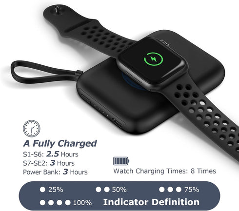 Portable Watch Charger for iPhone 15?5000mAh Travel Wireless Power Bank with USB-C Cable - Keychain Charger Compatible with Apple iwatch 9/8/7/6/5...