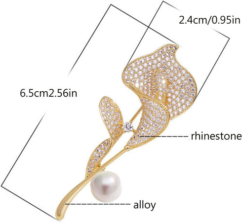 2 Pcs Luxury Temperament Calla Lily Brooch, High-End Women's Corsage Brooch, High-End Exquisite Suit Accessories...