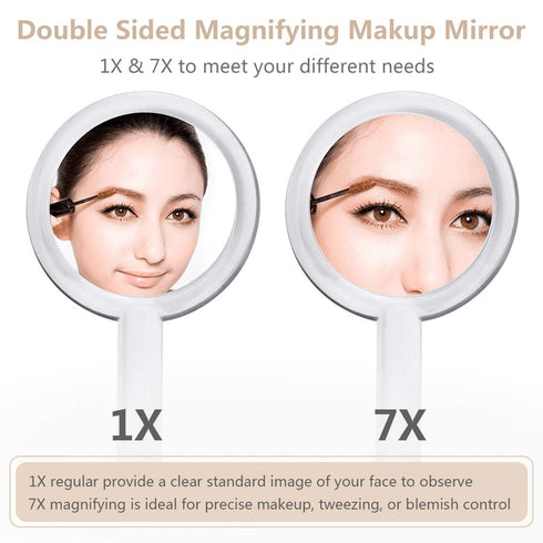 Double Sided 1x - 7X Magnification Hand Held Makeup Mirror with Adjustable Stand,clear (7X)...