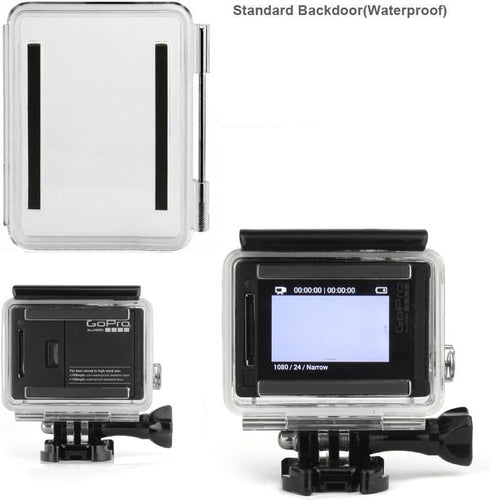 SOONSUN Backdoor Case Cover Kit for GoPro Hero 3+ Hero 4 Standard Waterproof Housing Case (Standard Backdoor + Skeleton Backdoor + LCD Touch Backd...