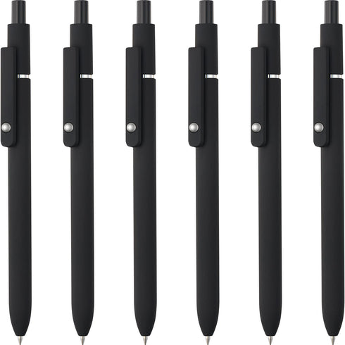 6 Pack Gel Pens, Black Ink Pens Fine Point Smooth Writing Pens Bulk, Soft Touch Cute Pens Aesthetic School Supplies, 0.5mm Black Pens for Journali...