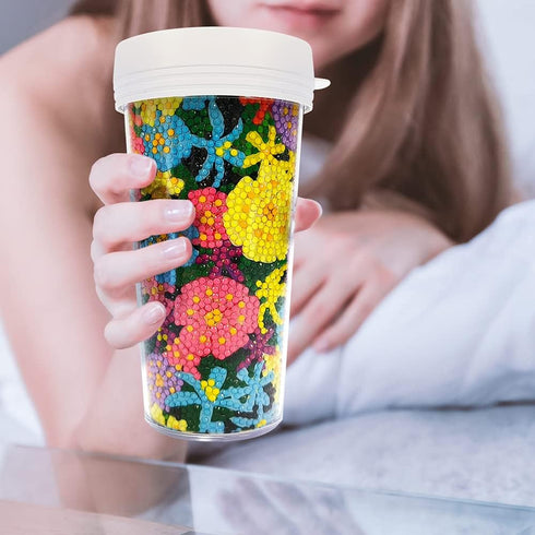 DIY Diamond Art Kits Mug Tumbler Handmade Embroidery Art Diamond Painted Water Mug Leak Proof Crystal Diamond Water Cup BPA-Free for Fitness Sport...