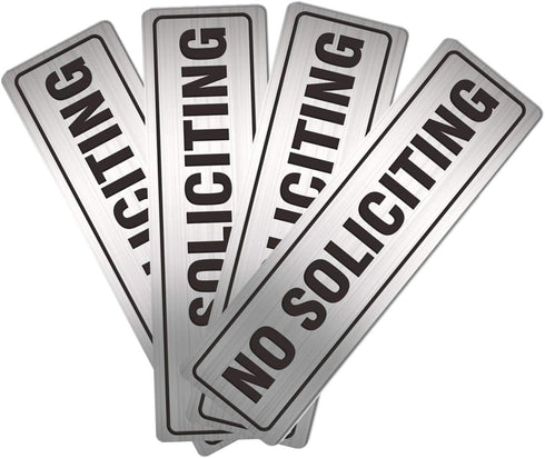 No Soliciting Sign for House Door 7.0" x 2.0" Signs for Business Home Office Wall with Strong Self Adhesive Aluminum Metal Signboard Keep Solicito...