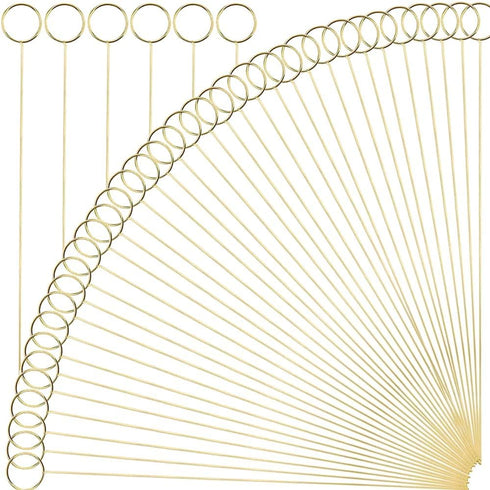 H&W 12''L Golden Ring Loop Round Shape Card Holders 40PCS Floral Picks Clips for Wedding & Flower Arrangements, DIY Craft Wire Clip Table Card Hol...