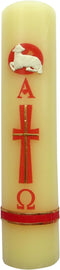 Printed Easter Paschal Candle Lent Sheep Alpha Omega Cirio Pascual Semana Santa Holy Week...