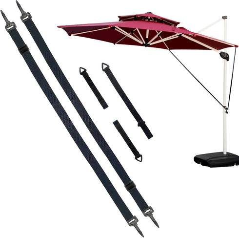 Umbrella Wind Stabilizer Straps,Fixed Strap for Large Outdoor Umbrella,Adjustable and Reusable Cantilever Parasol Wind Straps...