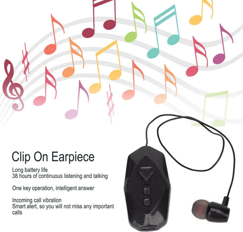 Jectse Retractable Headphones, Collar Clip Earpiece HiFi Stereo Business Headphones with Power Display, Single Headphone for Office Trucker Driver...
