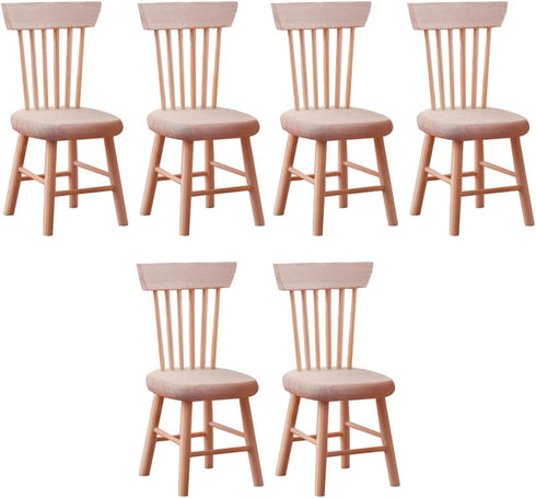 Toyvian 6 pcs 1: 12 Scale Dollhouse Chairs Mini Wood Chair Miniature Furniture Photograph Layout Props for Dollhouse Lanscape Garden...