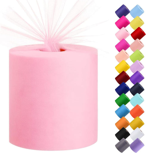Tulle Fabric Roll, 6” by 200 Yards (600FT) Tulle Organza Fabric Spool for DIY Tutu Skirt Baby Shower Decor Wedding Backdrop Crafts Birthday Party ...
