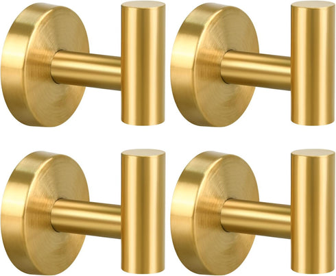 4 Pack Towel Hooks, Robe Hook, Bathroom Coat Hook Wall Mounted, SUS304 Stainless Steel Bathroom Hooks, Towel Hook for Bedroom Kitchen Hotel Office...
